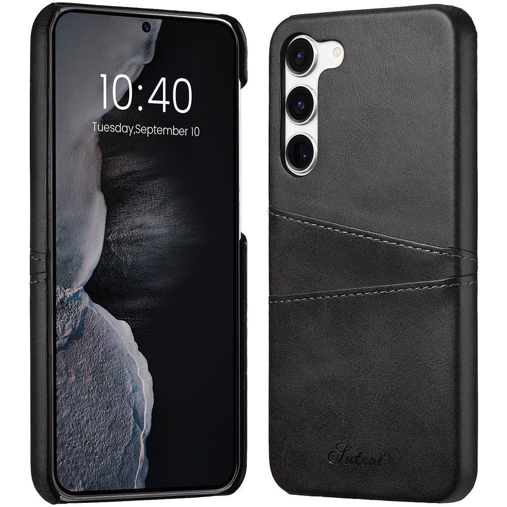 SUTENI For Samsung Galaxy S23 PU Leather Coated PC Phone Case Calf Texture Drop-proof Cover with Card Slots SUTENI For Samsung Galaxy S23 PU Leather Coated PC Phone Case Calf Texture Drop-proof Cover with Card Slots